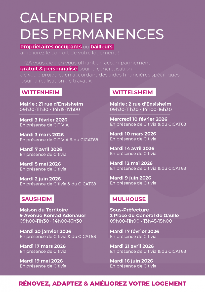 Calendrier des permanences